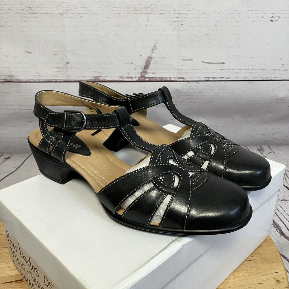 Romieka Sandals Womens Sz 37EU 6.5US Black Strappy Round Toe
